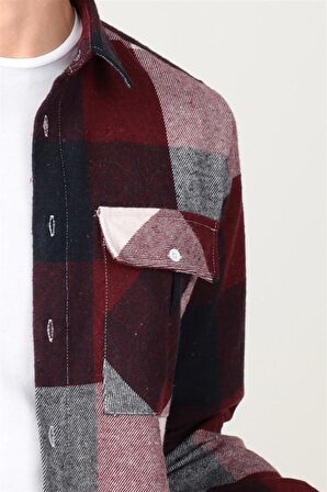 Tudors Slim Fit Kışlık Büyük Kareli  Oduncu Erkek Gömlek