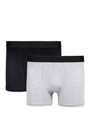 Erkek 2'li Pamuk Likralı Esnek Kumaş Boxer