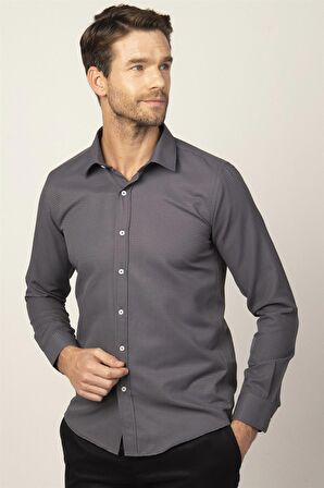 Tudors Modern Fit Uzun Kol Armürlü Kravatlık Erkek Gömlek