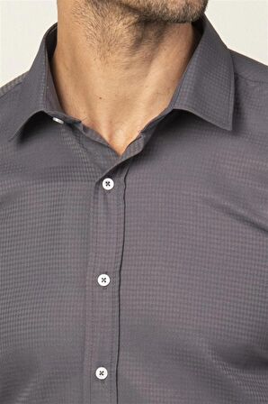 Tudors Modern Fit Uzun Kol Armürlü Kravatlık Erkek Gömlek