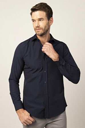 Tudors Slim Fit Dar Kesim Düz Erkek Gömlek
