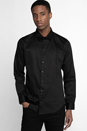 Tudors Slım Fıt %100 Koton Saten Premium Erkek Gömlek