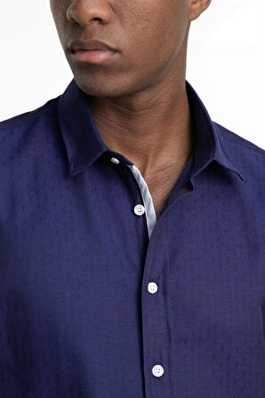 Tudors Slim Fit Uzun Kol Oxford Doku Armürlü Biyeli Erkek Gömlek