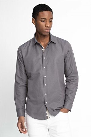 Tudors Slim Fit Uzun Kol Oxford Doku Armürlü Biyeli Erkek Gömlek