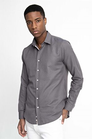 Tudors Slim Fit Uzun Kol Oxford Doku Armürlü Biyeli Erkek Gömlek