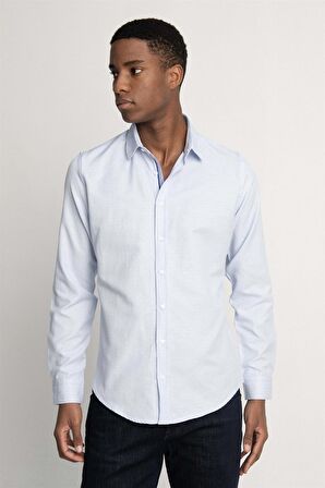 Tudors Slim Fit Uzun Kol Oxford Doku Armürlü Biyeli Erkek Gömlek