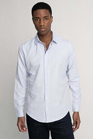 Tudors Slim Fit Uzun Kol Oxford Doku Armürlü Biyeli Erkek Gömlek