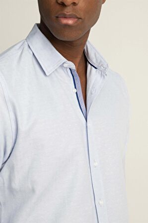 Tudors Slim Fit Uzun Kol Oxford Doku Armürlü Biyeli Erkek Gömlek