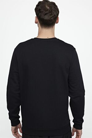 Tudors Pamuk Bisiklet Yaka Basıc Unisex Siyah Sweatshirt