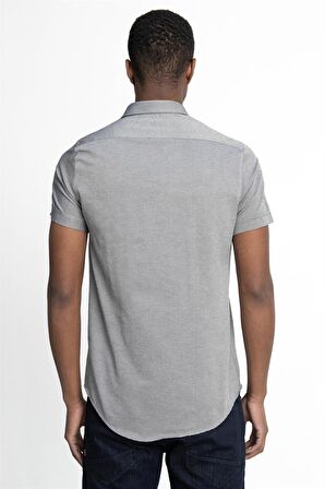 Tudors Slim Fit Kısa Kol Düğmeli Yaka Poplin Oxford Erkek Gömlek
