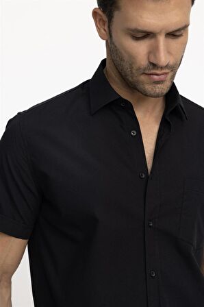 Tudors Klasik Fit Kısa Kol Düz Kravatlık Kolay Ütülenebilir Erkek Gömlek