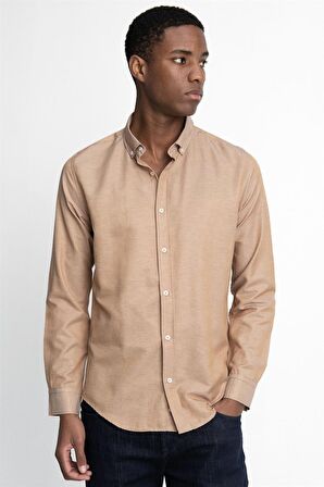 Slim Fit Pamuklu Kolay Ütü Düz Erkek Gömlek - TUDORS
