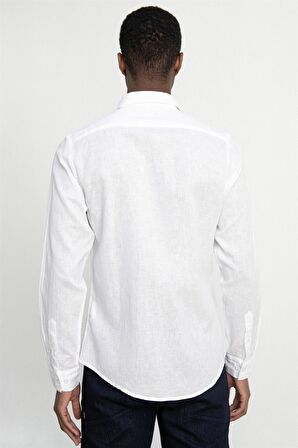 Tudors Slim Fit Uzun Kol Keten Premium Seri Düğmeli Yaka Spor Gömlek