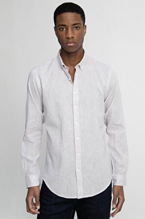 Tudors Slim Fit Uzun Kol Keten Premium Seri Düğmeli Yaka Spor Gömlek