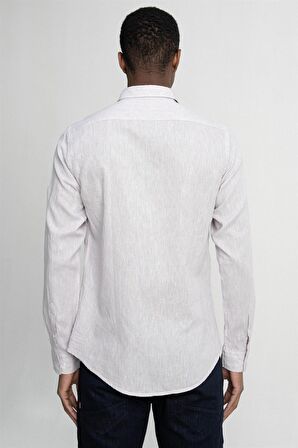 Tudors Slim Fit Uzun Kol Keten Premium Seri Düğmeli Yaka Spor Gömlek