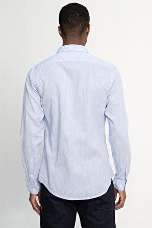 Tudors Slim Fit Uzun Kol Keten Premium Seri Düğmeli Yaka Spor Gömlek