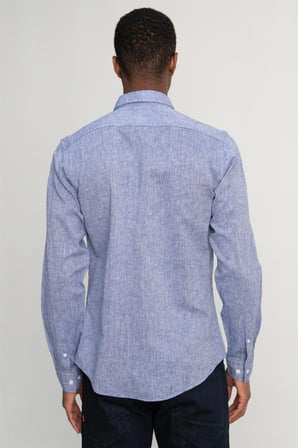 Tudors Slim Fit Uzun Kol Keten Premium Seri Düğmeli Yaka Spor Gömlek