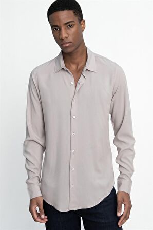 Tudors Slim Fit Dar Kesim Uzun Kol Dökümlü Viskon Şık Erkek Gömlek