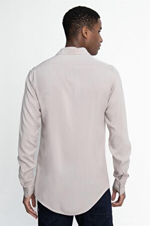 Tudors Slim Fit Dar Kesim Uzun Kol Dökümlü Viskon Şık Erkek Gömlek