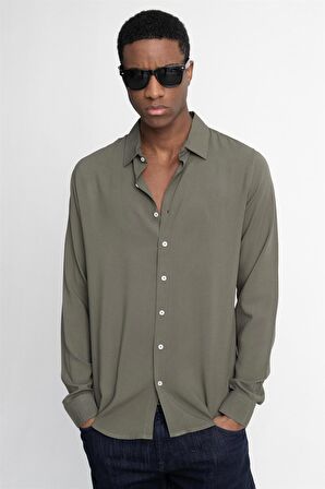 Tudors Slim Fit Dar Kesim Uzun Kol Dökümlü Viskon Şık Erkek Gömlek