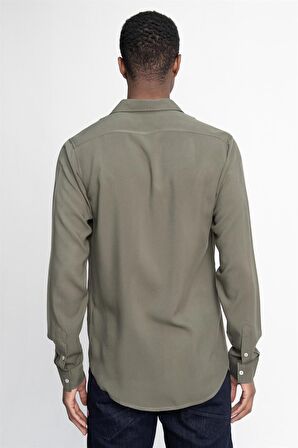 Tudors Slim Fit Dar Kesim Uzun Kol Dökümlü Viskon Şık Erkek Gömlek