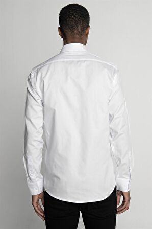 Tudors Modern Fit %100 Pamuk Armürlü Premium Erkek Beyaz Gömlek