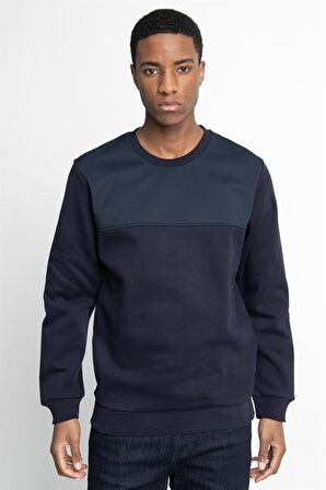 Tudors Pamuk Bisiklet Yaka Önü Parçalı Sweatshirt