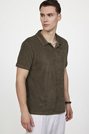 Erkek Polo Yaka Slim Fit Terrycloth Havlu Kumaş Tişört