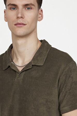Erkek Polo Yaka Slim Fit Terrycloth Havlu Kumaş Tişört