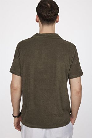 Erkek Polo Yaka Slim Fit Terrycloth Havlu Kumaş Tişört