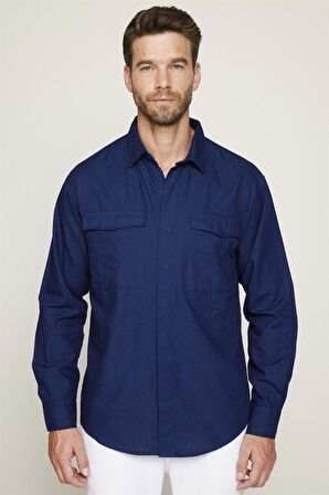 Tudors Relax Fit Rahat Kalıp Uzun Kol Çift Cep Denim Gömlek