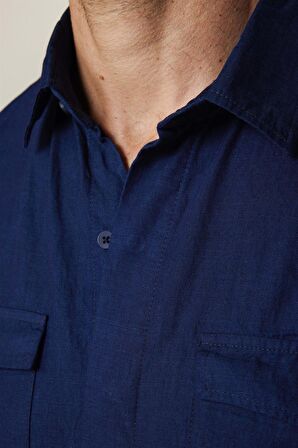 Tudors Relax Fit Rahat Kalıp Uzun Kol Çift Cep Denim Gömlek