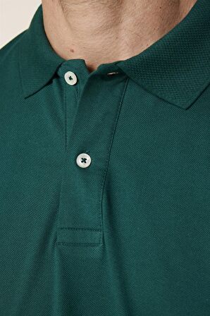 Klasik Fit Polo Yaka Jakarlı Dokuma Pamuklu Cepli Erkek Tişört