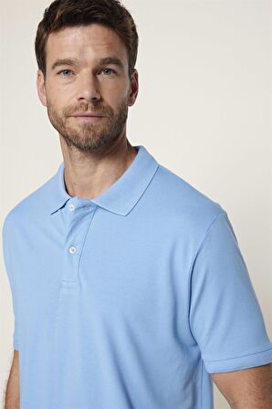 Klasik Fit Polo Yaka Jakarlı Dokuma Pamuklu Cepli Erkek Tişört