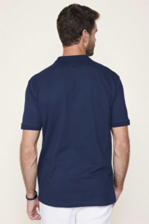 Klasik Fit Polo Yaka Jakarlı Dokuma Pamuklu Cepli Erkek Tişört