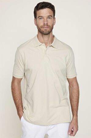 Klasik Fit Polo Yaka Jakarlı Dokuma Pamuklu Cepli Erkek Tişört