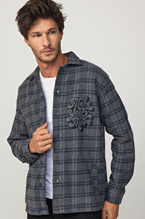 Unisex Relax Fit Rahat Kesim Uzun Kollu Çift Cepli Kareli Kışlık Oduncu Apaş Yaka Gömlek