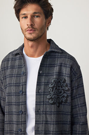 Unisex Relax Fit Rahat Kesim Uzun Kollu Çift Cepli Kareli Kışlık Oduncu Apaş Yaka Gömlek