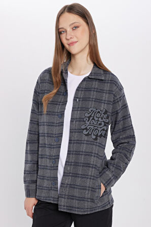 Unisex Relax Fit Rahat Kesim Uzun Kollu Çift Cepli Kareli Kışlık Oduncu Apaş Yaka Gömlek