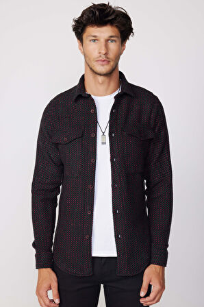 Erkek Slim Fit Dar Kesim Uzun Kollu Çizgili Çift Cepli Kışlık Oduncu Gömlek