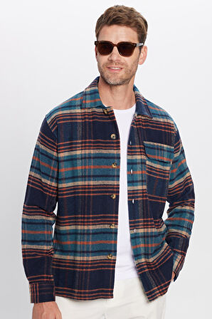 Unisex Relax Fit Rahat Kesim Uzun Kollu Tek Cepli Kareli Kışlık Oduncu Gömlek