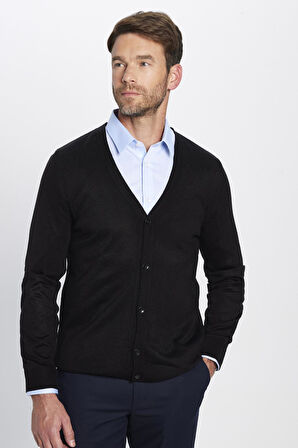 Slim Fit Dar Kesim Düğmeli Düz Tüylenmeyen Yumuşak Dokulu Erkek Hırka