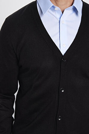 Slim Fit Dar Kesim Düğmeli Düz Tüylenmeyen Yumuşak Dokulu Erkek Hırka