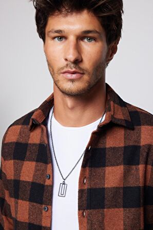 Slim Fit Dar Kesim Kareli Spor Yaka Oduncu Erkek Gömlek