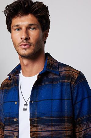 Slim Fit Dar Kesim Kareli Oduncu Erkek Gömlek