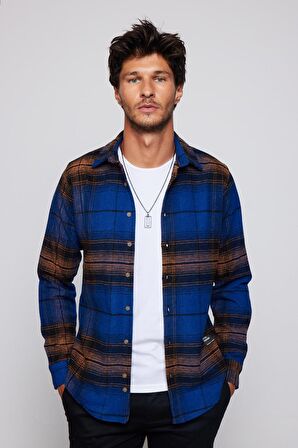 Slim Fit Dar Kesim Kareli Oduncu Erkek Gömlek