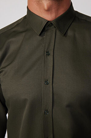 Modern Slim Fit Pamuklu Kolay Ütü Armürlü Erkek Gömlek