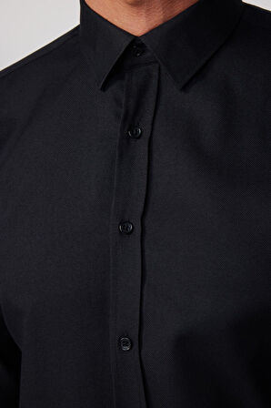 Modern Slim Fit Pamuklu Kolay Ütü Armürlü Erkek Gömlek