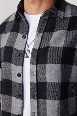 Slim Fit Dar Kesim Kareli Oduncu Erkek Gömlek