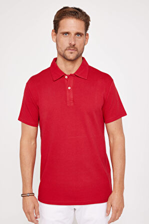 Erkek Slim Fit Dar Kesim %100 Pamuk Desenli Bordo Polo Yaka Tişört